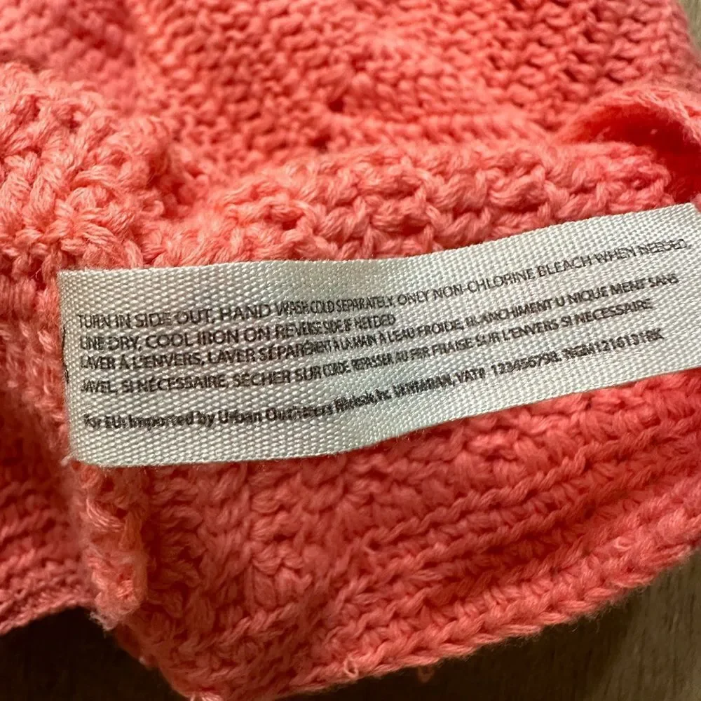 Free People Know Better Crochet Knit Cropped Halter Pink Watermelon Small